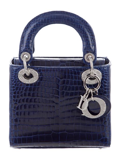 CHRISTIAN DIOR Alligator Lady Dior Pouch Blue.